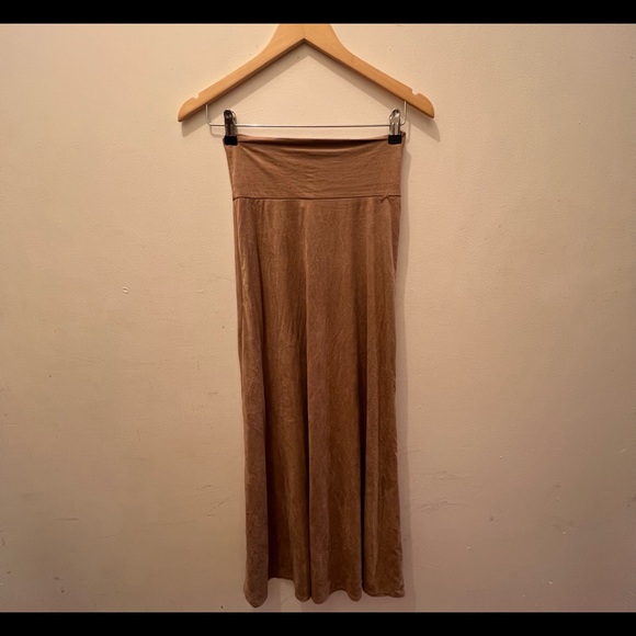 Love Nation High Waist Maxi Tan Faux Suede Skirt - Picture 1 of 2